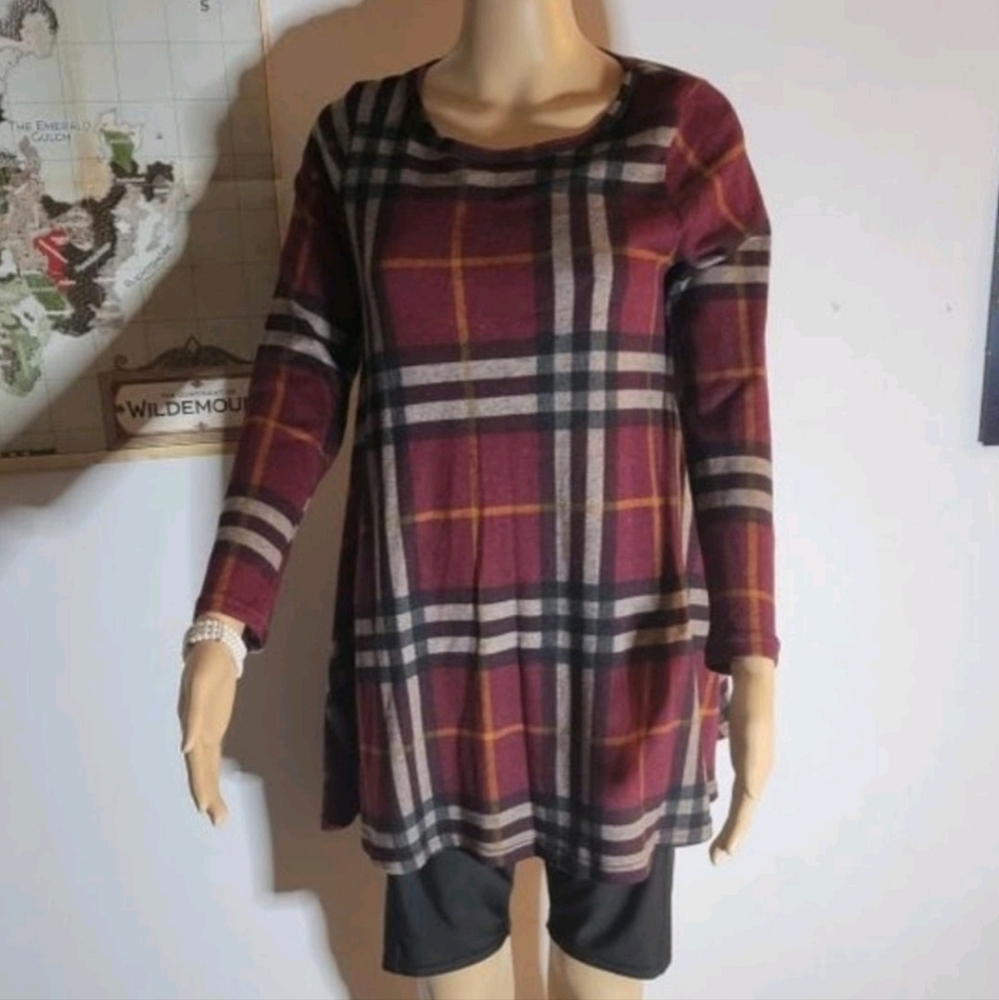 Papillon Plaid Tunic, Size 12